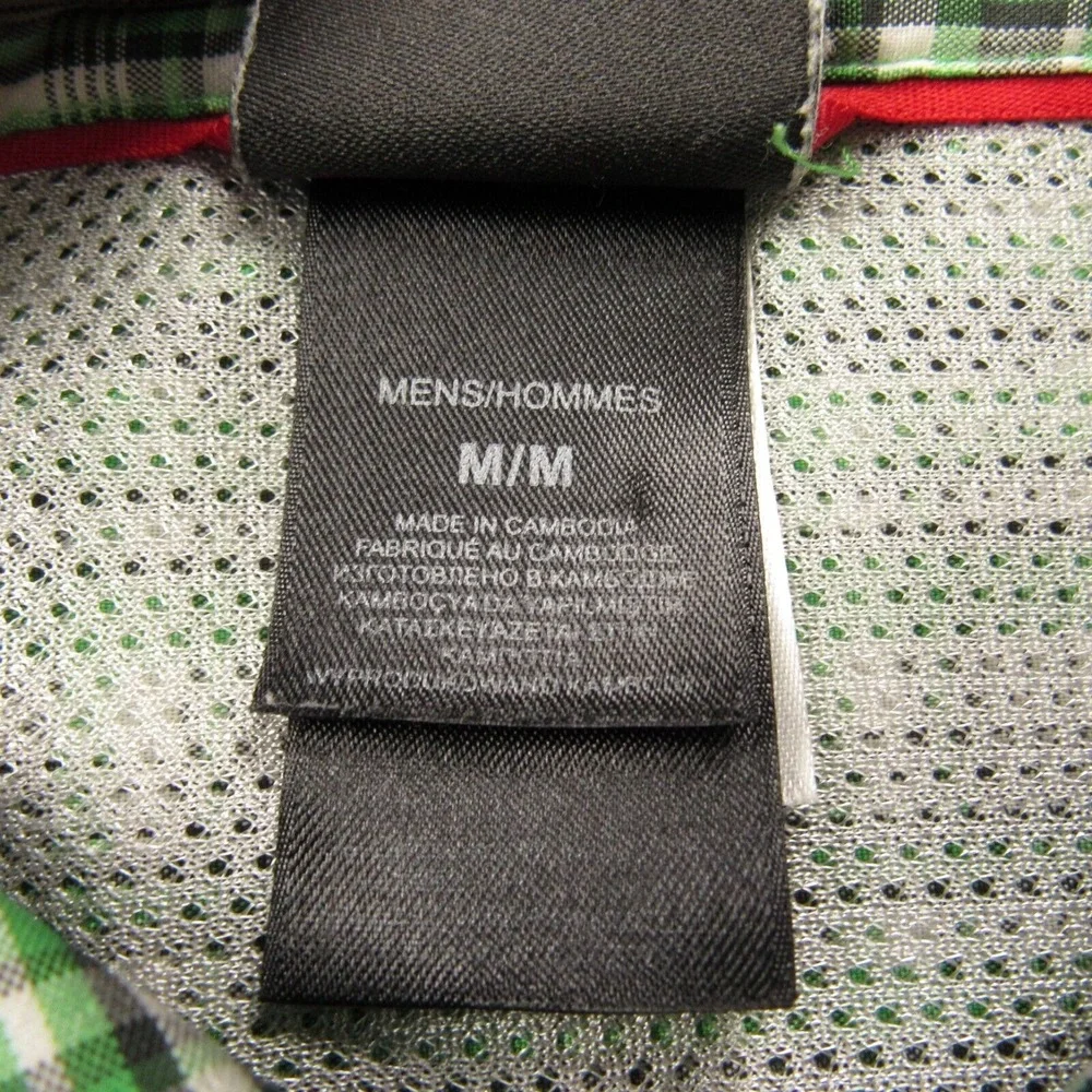 The North Face Shirt Men Medium Green‎ Black Plaid Hiker Camp Outdoors